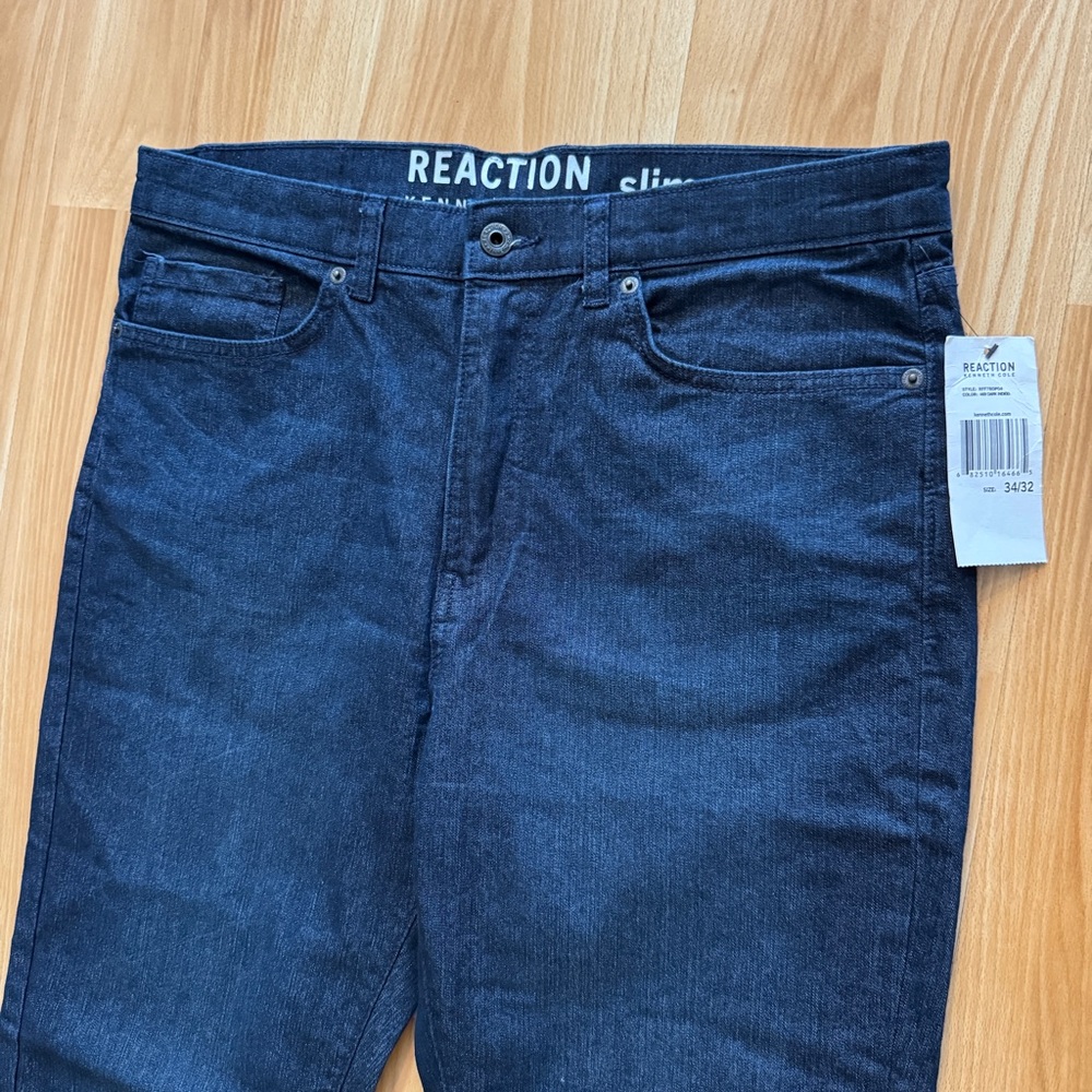 NEW- Kenneth Cole Reaction Slim Fit Dark Indigo Denim Jeans- size 34x32